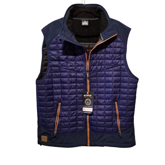 Little Donkey Andy Mens Quilted Insulated Vest Navy Blue With Orange Accents Siz - Picture 1 of 8